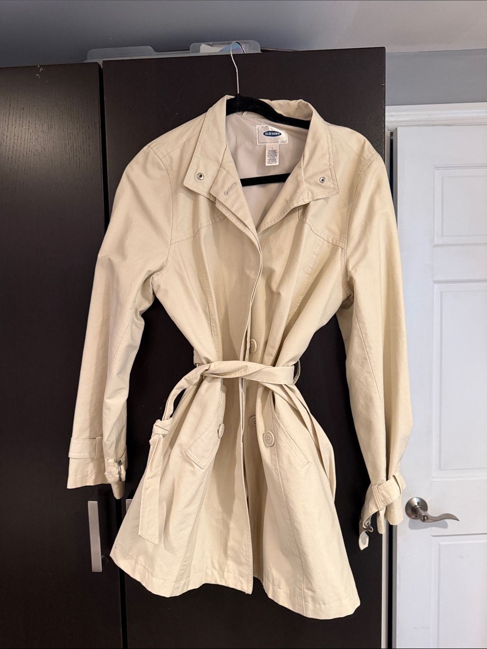 Old Navy Light Beige Trench Coat with Tie Belt
